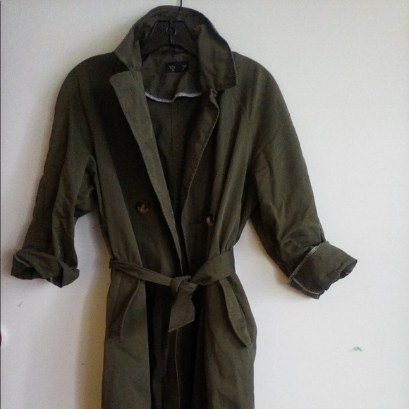 Jackets & Blazers - Topshop Army Green Trench Coat